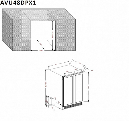 Монотемпературный шкаф, Avintage модель AVU48DPX1